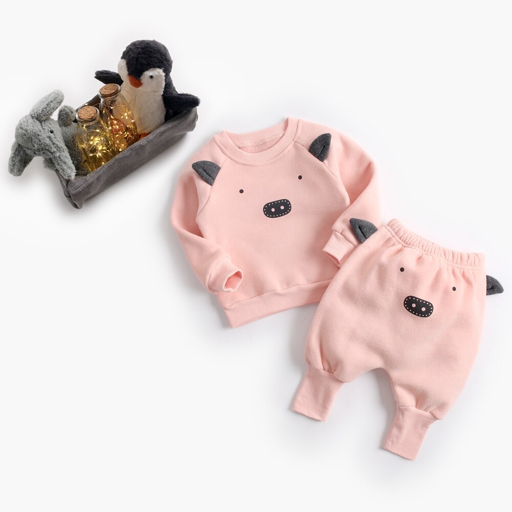 Animal Printed 2Pcs Casual Warm Baby Clothes Sets Tops + Pants childrensterritory