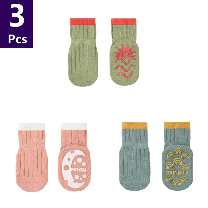 Cute Pattern: 3 Pairs/lot Anti-Slip Baby Cotton Socks childrensterritory