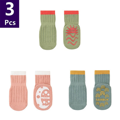 Cute Pattern: 3 Pairs/lot Anti-Slip Baby Cotton Socks childrensterritory