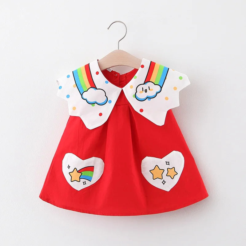 Baby Girl Rainbow Design Sleeveless Party Dress