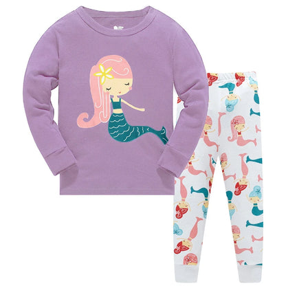Kids Girls Cartoon Unicorn/Mermaid Print Sleepwear Set childrensterritory