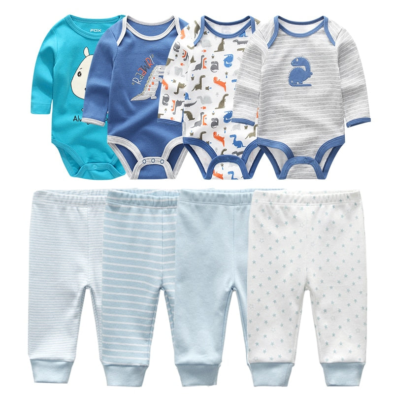 4pcs Baby Cartoon Printed Bodysuits Set for Girls Boys childrensterritory