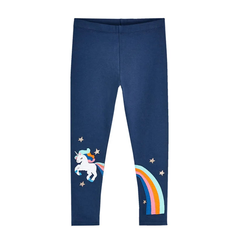Kids Girls Cartoon Pattern Skinny Cotton Trousers