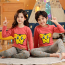 Long Sleeve Cartoon Design Kids Winter Warm Pajamas Sets childrensterritory