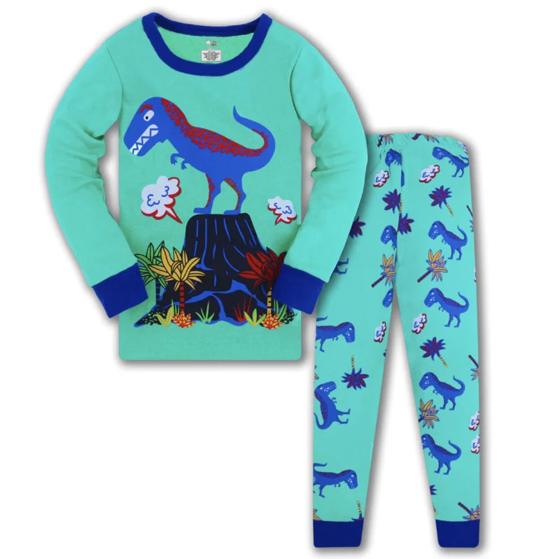 Kids Boys Cartoon Print Long Sleeve Cotton Sleepwear childrensterritory
