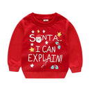 Christmas Letters and Santa Cartoon Prints Kids Sweatshirts childrensterritory