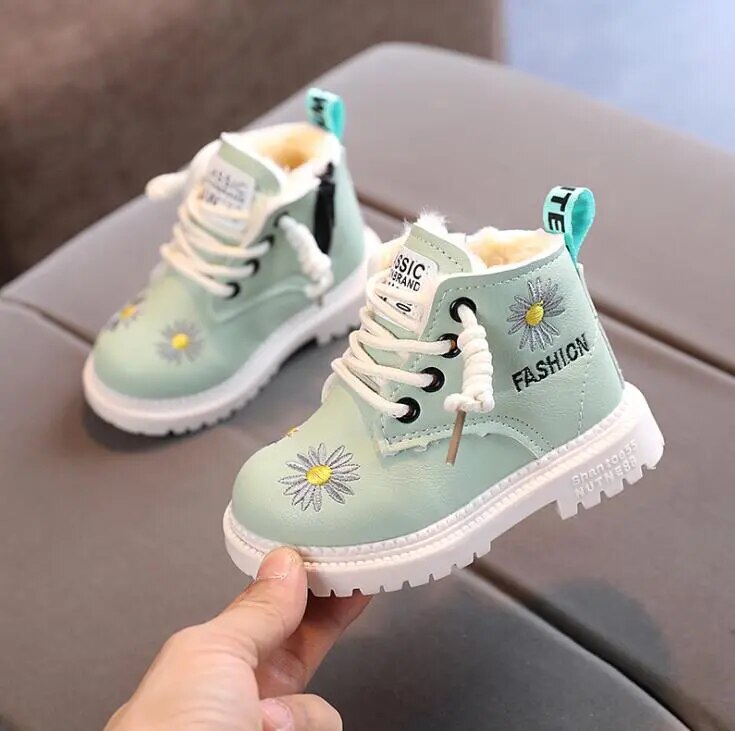 Baby/Kids Girls Boys PU Leather Lace-Up Ankle Boots childrensterritory