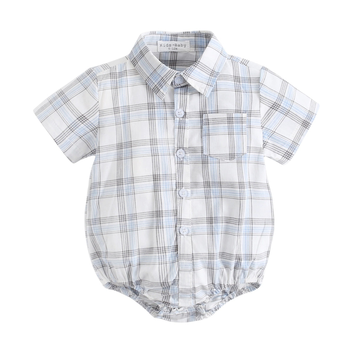 Plaid Cotton Baby Boys Short Sleeve Summer Bodysuit childrensterritory