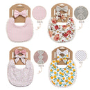 4Sets/Lot Floral Infant Burp Clothes with Bow Tie Headband childrensterritory