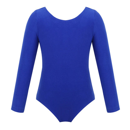 Kids Girls Long Sleeve Solid Color Ballet Leotards Bodysuit childrensterritory