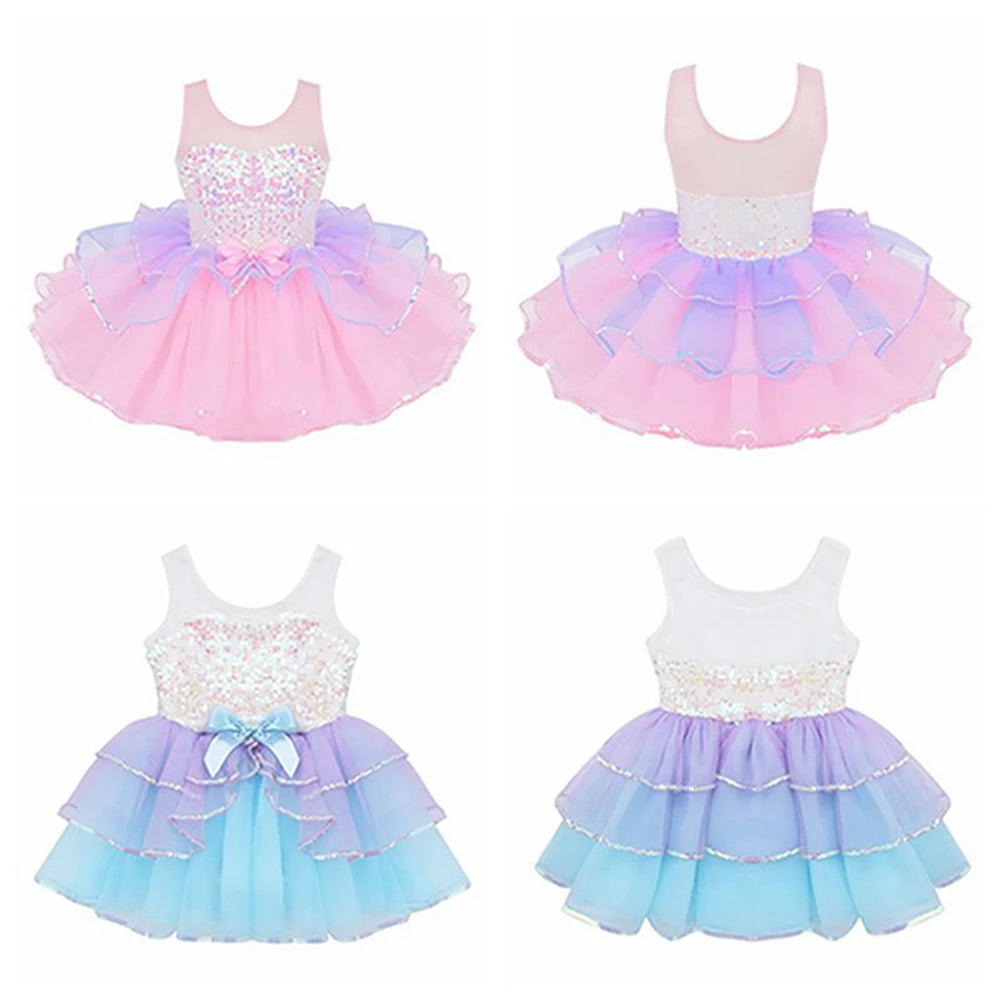 Shiny Sequins Design Tutu Ballet Dress for Little Girls childrensterritory