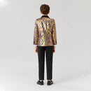 Kids Boy 3PCS Floral Design Blue Gold Communion Suit childrensterritory