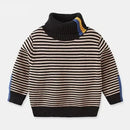 Kids Boys Warm High Neck Knitted Striped Sweater childrensterritory