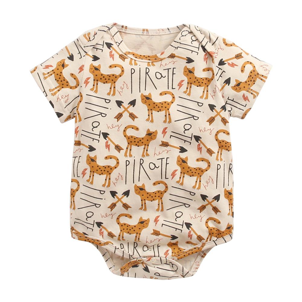 Cartoon Animal Print Baby Boys Girls Cotton Bodysuits childrensterritory