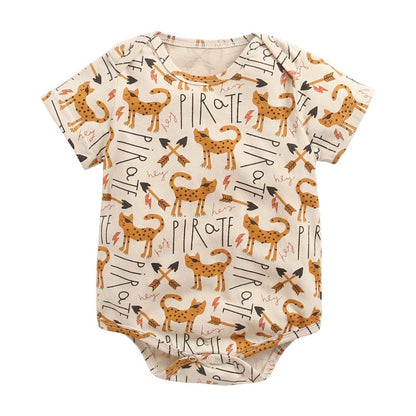 Cartoon Animal Print Baby Boys Girls Cotton Bodysuits childrensterritory