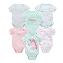6 pcs/lot Baby Girls Cartoon Print Bodysuits for Summer childrensterritory