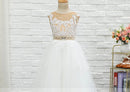 Kids Girls Nude Crystal Pearls Belt First Communion Dresses childrensterritory
