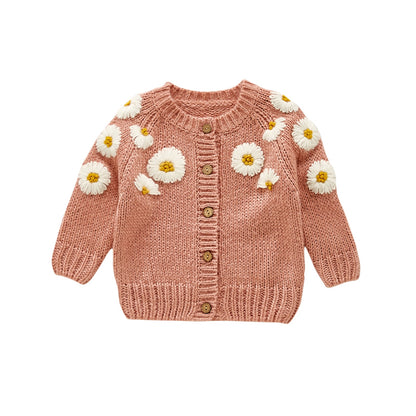 Baby O-Neck Floral Printed Knitting Sweaters, 2Colors childrensterritory