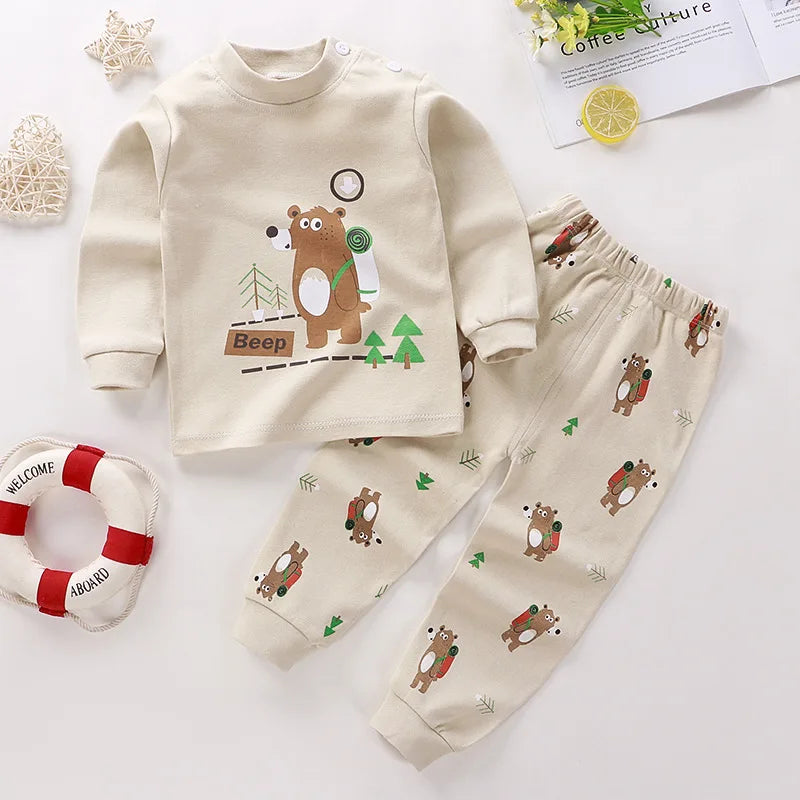 Kids Cartoon Print Long-Sleeved Clothing Set childrensterritory