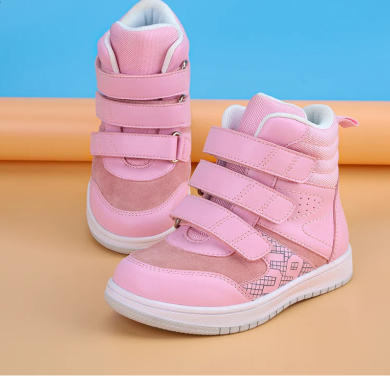 Kids Leather Ankle Boots for Girls/Boys with Arch Support