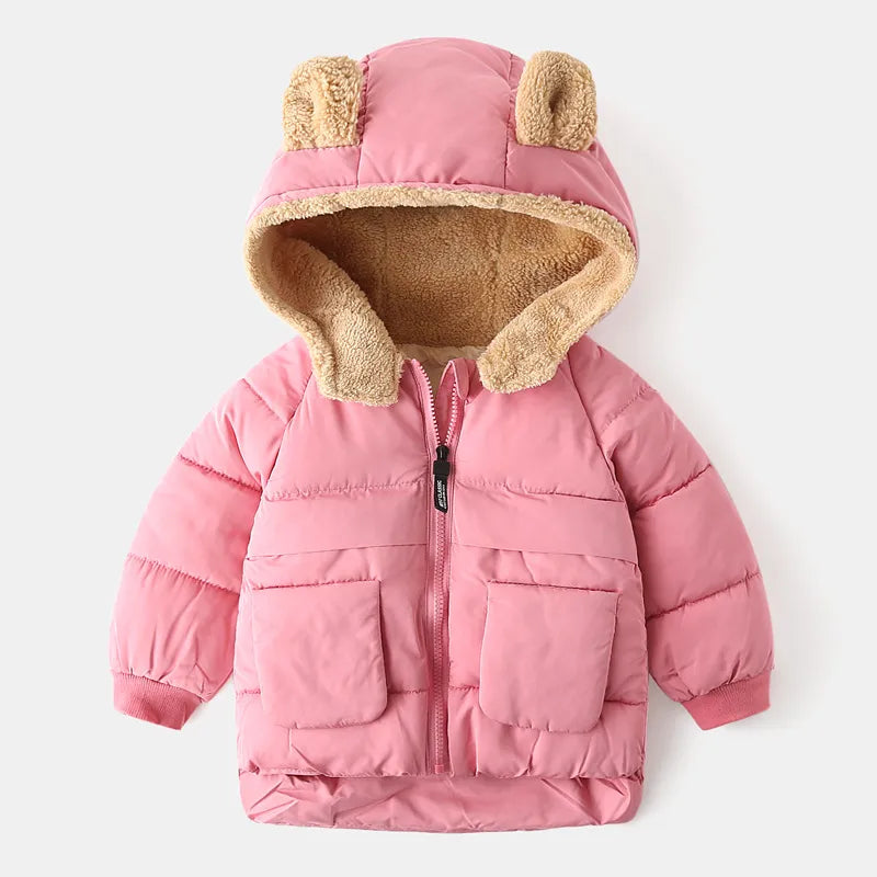 Plus Velvet Thick Hooded Parka Jacket for Kids Girls, and Boys childrensterritory