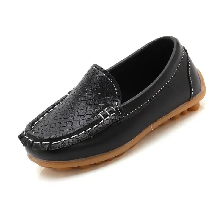 Kids Casual Style Slip On Leather Loafers