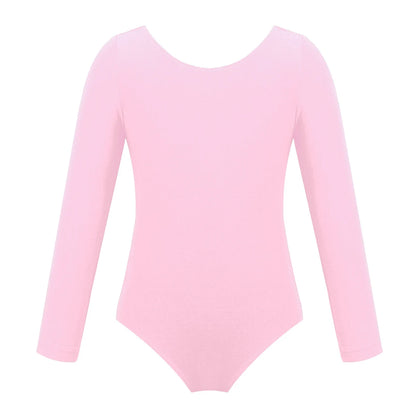 Kids Girls Long Sleeve Solid Color Ballet Leotards Bodysuit childrensterritory