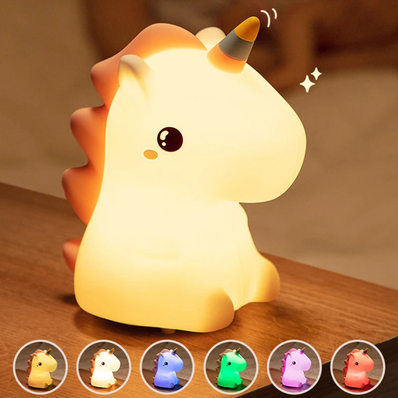Cute Unicorn Design Silicone LED Night Light For Kids Room childrensterritory