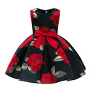 Girls' Sleeveless Flower Striped Design Party Dress childrensterritory