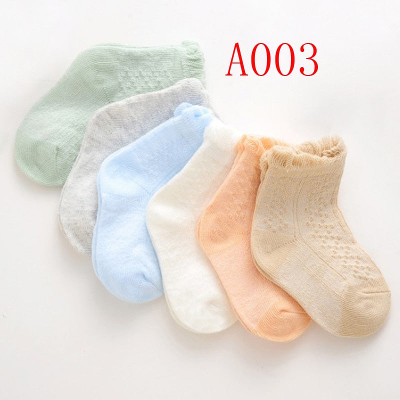 Baby Solid Color 6Pair/lot Thin Cotton socks childrensterritory
