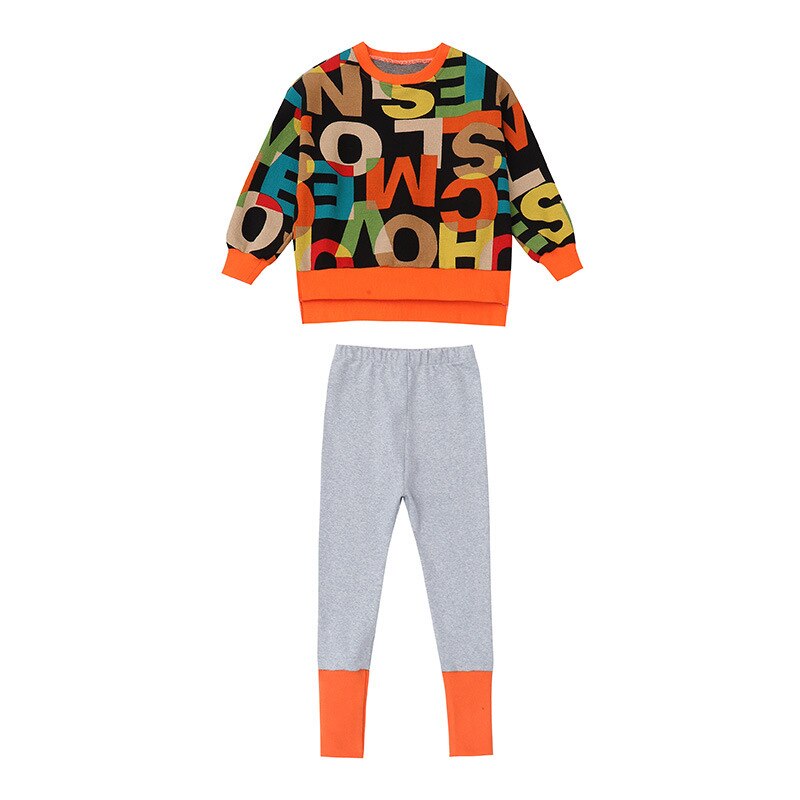 Kids Girls Letter Print Sweater + Leggings Two-Piece Clothing Set childrensterritory