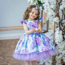 Kids Girls Floral Print Princess Dress With Bow Headband childrensterritory