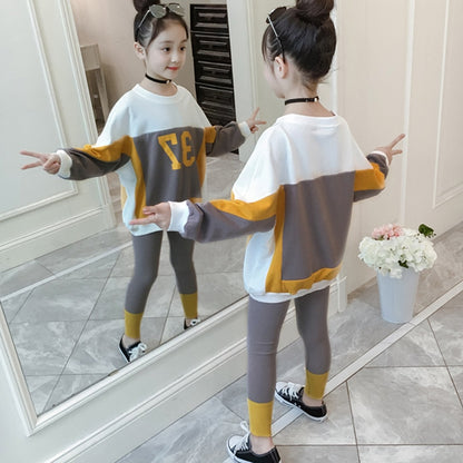 Kids Girls Letter Print Sweater + Leggings Two-Piece Clothing Set childrensterritory