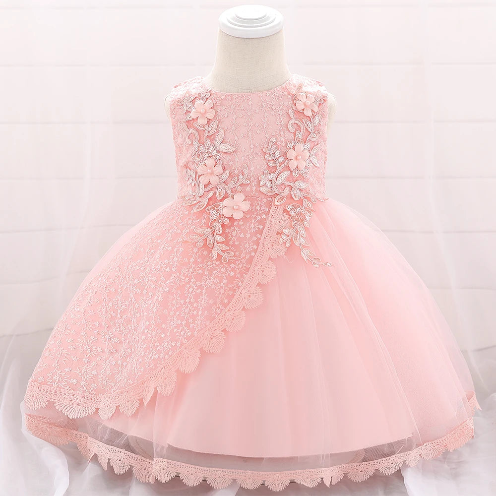 Baby Girl Lace Embroidered Formal Occasion Gowns