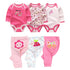 Newborn Baby Cartoon Print 6/8Pieces Soft Bodysuits+Pants Sets childrensterritory