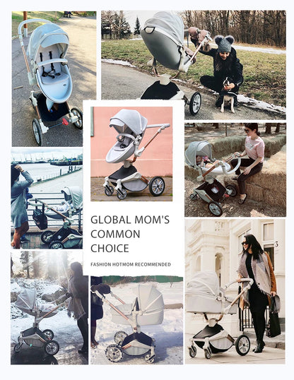 2 in 1 Rotateable, PU Leather Luxury Baby Stroller childrensterritory