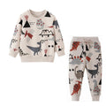 Kids Boys Cartoon Dinosaur Design Long Sleeve Tracksuit Sets childrensterritory