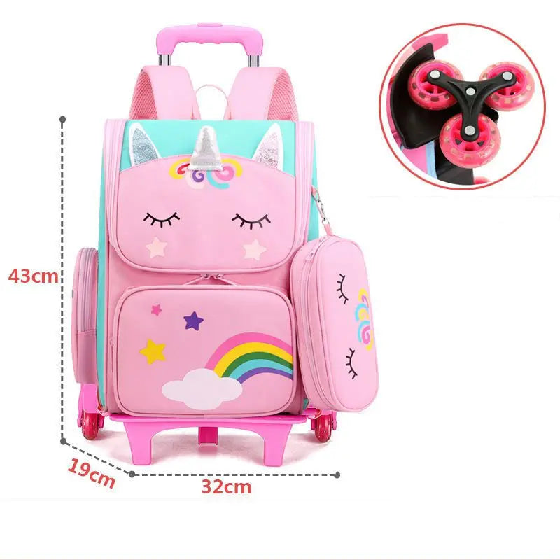 Kids Girls Unicorn Style School Trolley Backpack