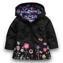 Long Sleeve Flower Print Waterproof Kids Hoodie Windcoat childrensterritory