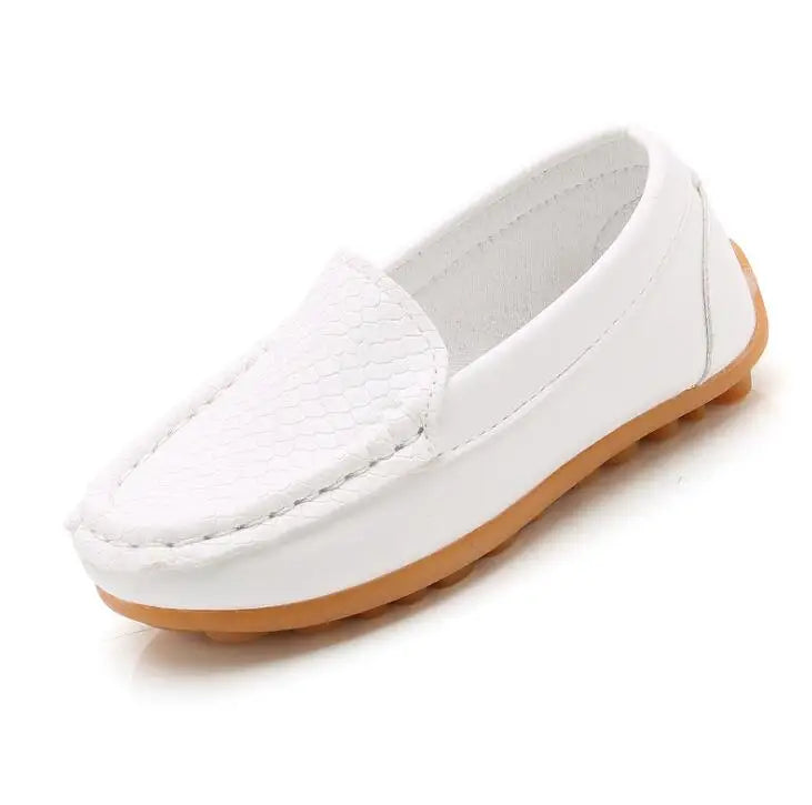 Kids Casual Style Slip On Leather Loafers