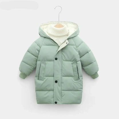 Kids Solid Color Pattern Hooded Down Cotton Jackets/Parkas childrensterritory