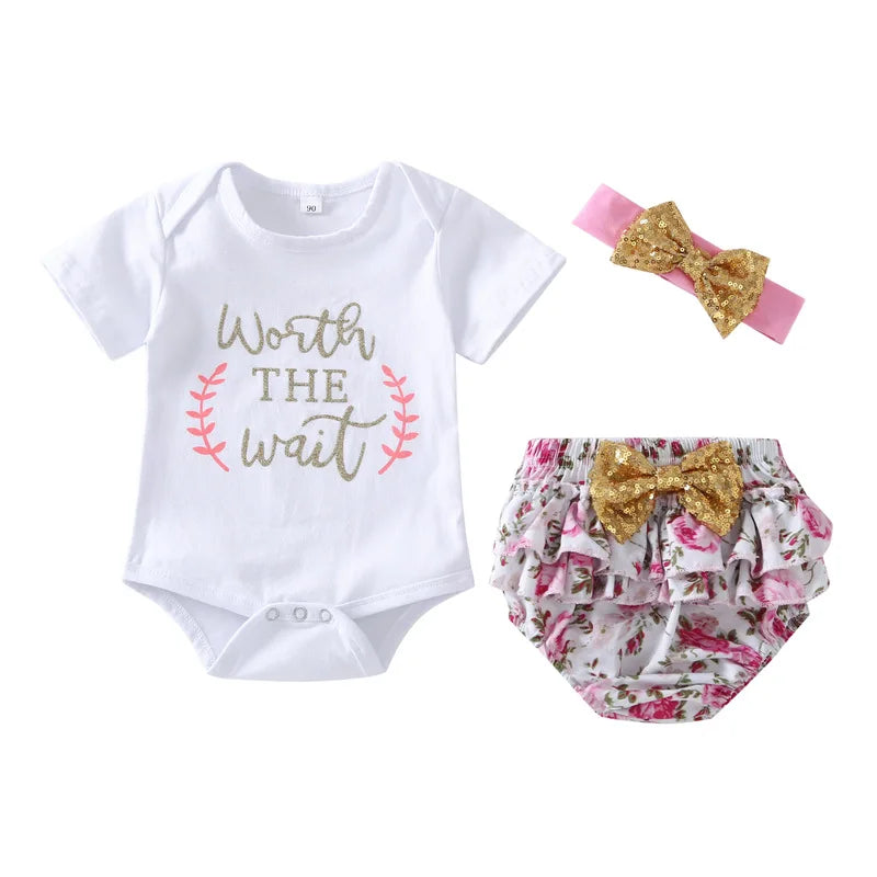 "One" Print Baby Girl 1st Birthday Outfit for Spring and Autumn