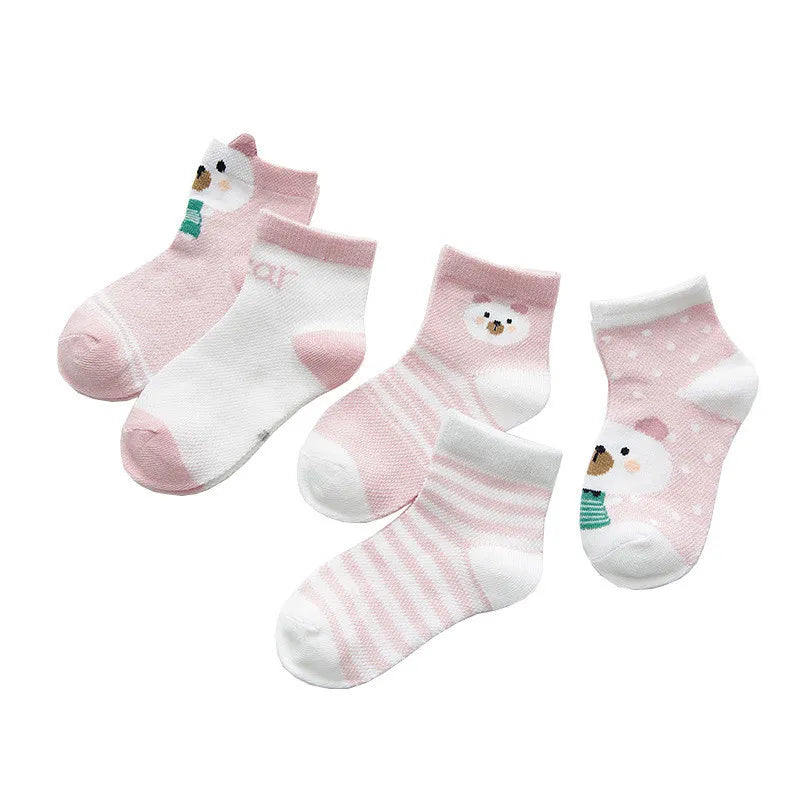 Cartoon Animal Design 5 Pairs/Lot 0-2Yrs Baby Socks childrensterritory