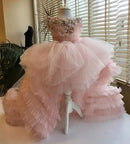 Luxury High Low Ruffles Beaded Pearls Kids Girls Pageant Gowns childrensterritory