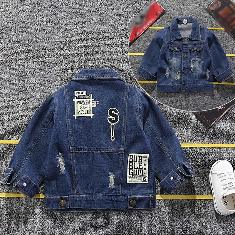 Kids Boys Letter Print Denim Jacket | Cowboy Coat