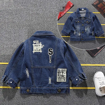 Kids Boys Letter Print Denim Jacket | Cowboy Coat