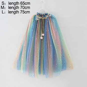Multicolor Blingbling Fairy Princess Cape for Halloween Party childrensterritory