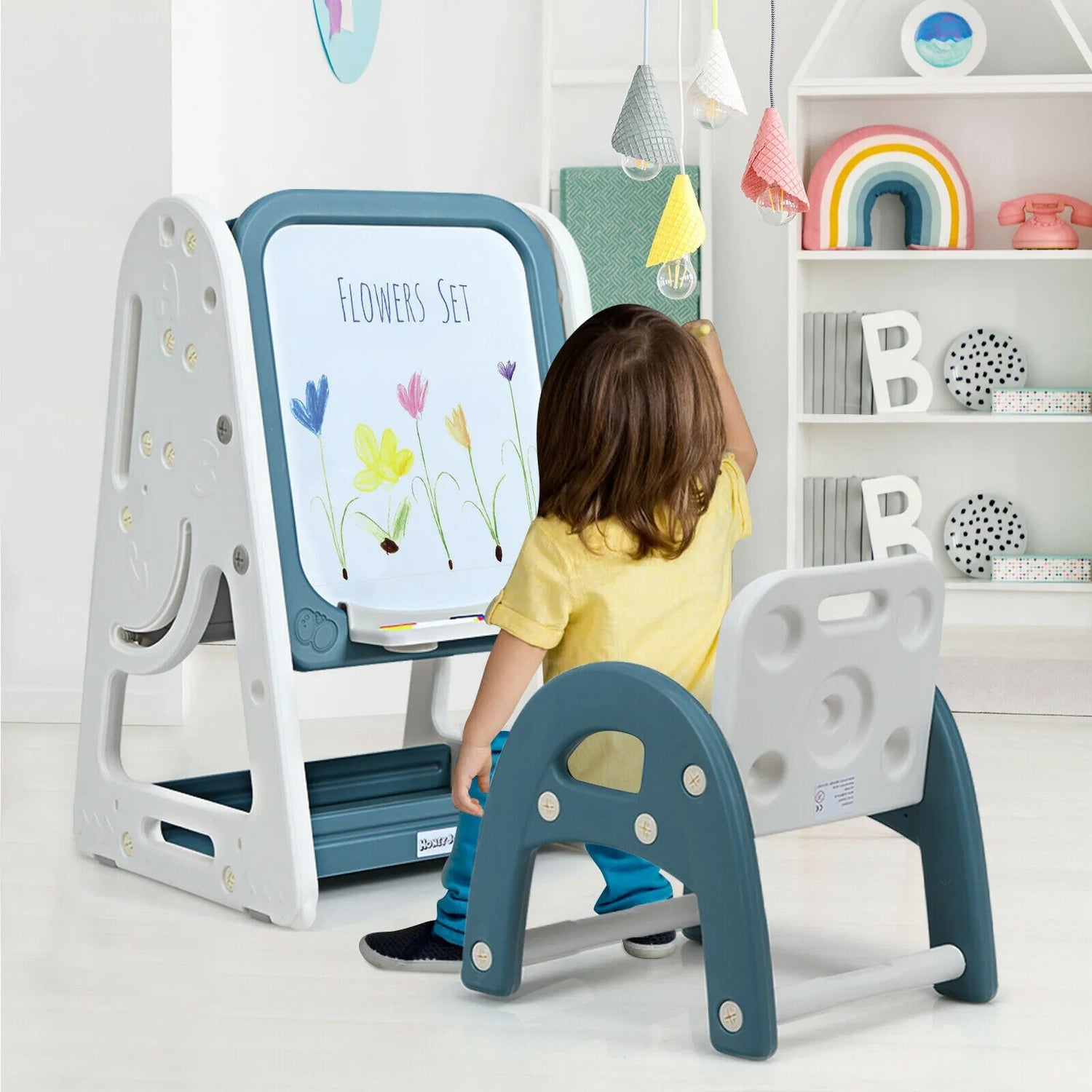 Adjustable 2in1 Kids Art Easel Desk Chair Set childrensterritory