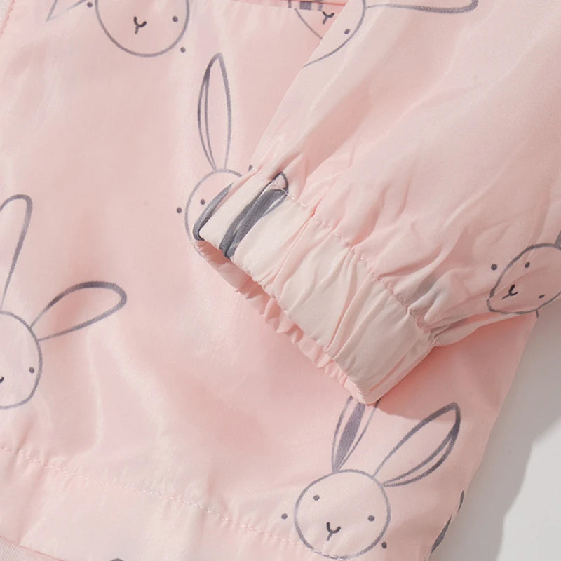 Cartoon Rabbit Printed Girls Hooded Coat childrensterritory