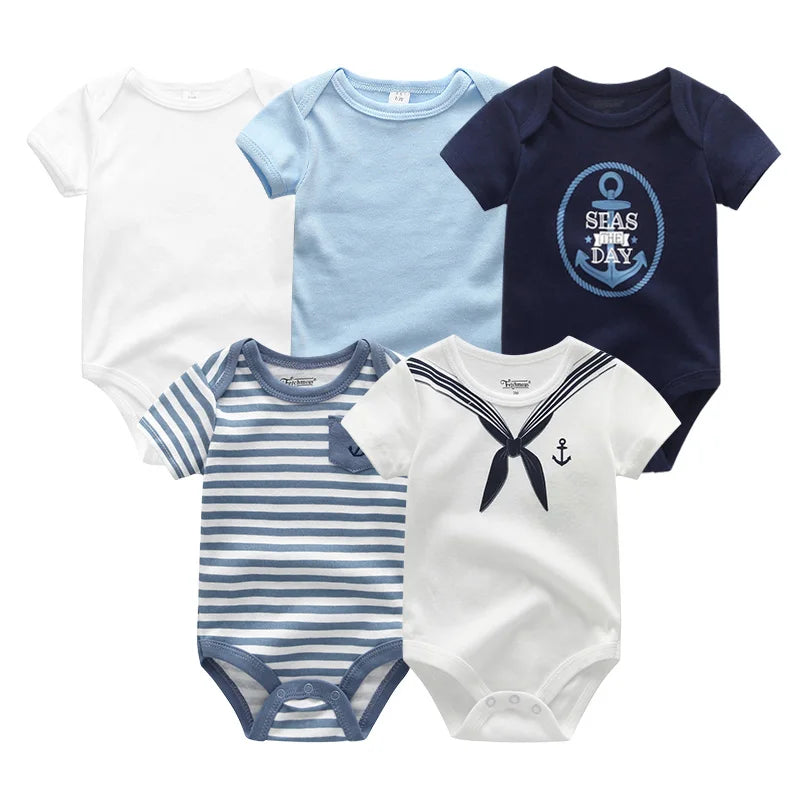 Cartoon Print Baby Girls Short Sleeve Cotton Romper Set